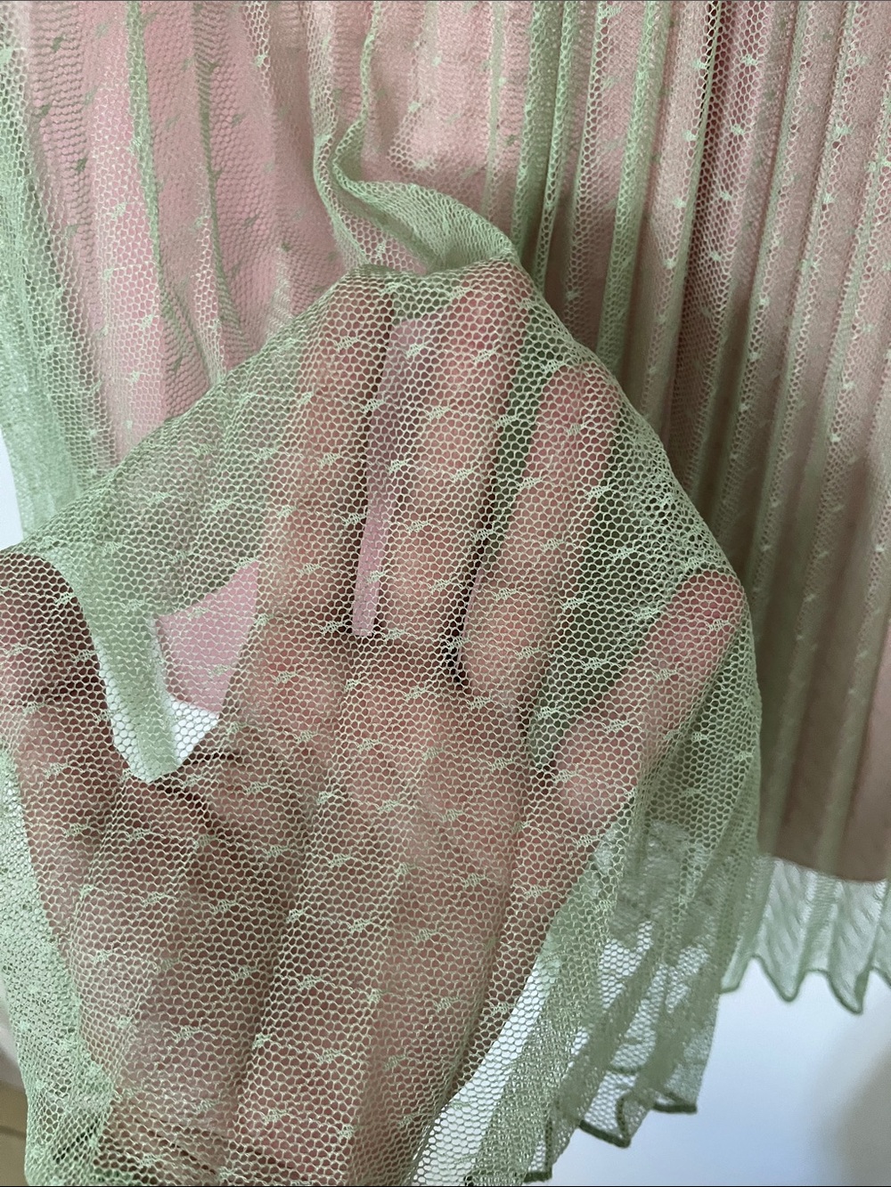Betsey Johnson Pink and green Lace-Trim Pleated Midi Dress - Picture 6 of 7